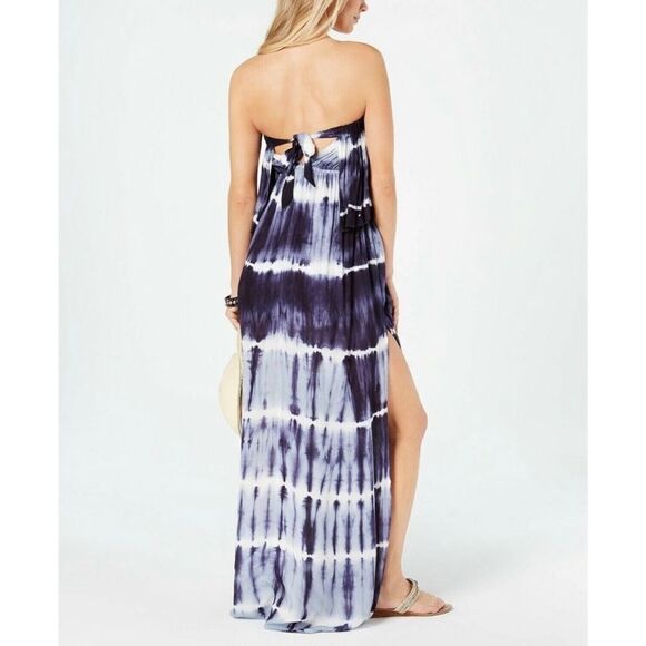 NWT Raviya Navy Tie Dye Strapless Maxi Swimsuit Cover Up Size Small - Picture 2 of 9